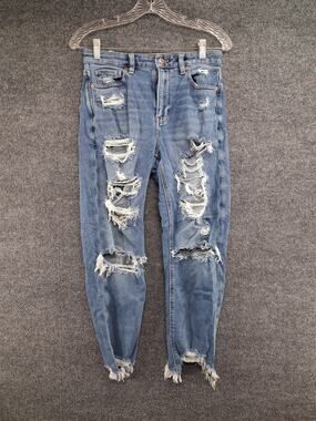 American Eagle Mom Straight Jeans Womens Size 2 Distressed